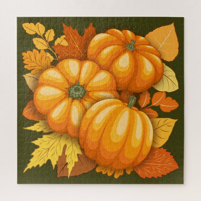 Fall Season Halloween Pumpkins Pattern Jigsaw Puzzle (Vertical)