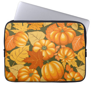 Fall Season Halloween Pumpkins Pattern Laptop Sleeve