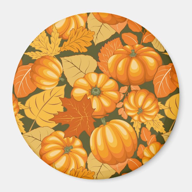 Fall Season Halloween Pumpkins Pattern Magnet (Front)