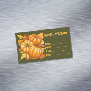 Fall Season Halloween Pumpkins Pattern Magnetic Business Card