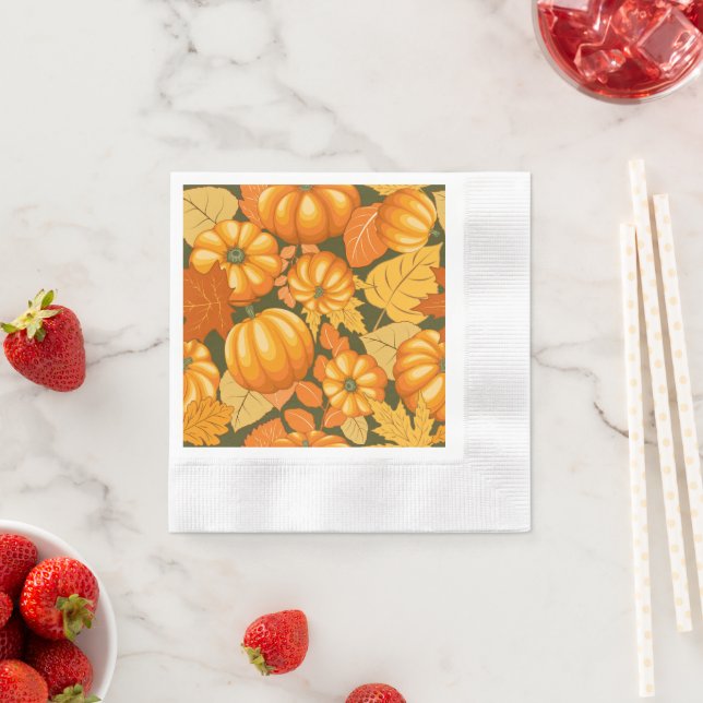 Fall Season Halloween Pumpkins Pattern Napkin (Insitu)