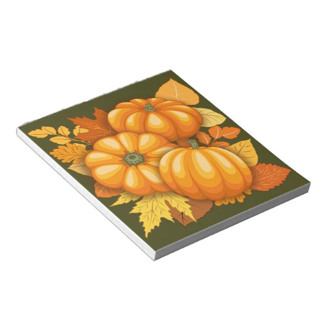 Fall Season Halloween Pumpkins Pattern Notepad (Angled)