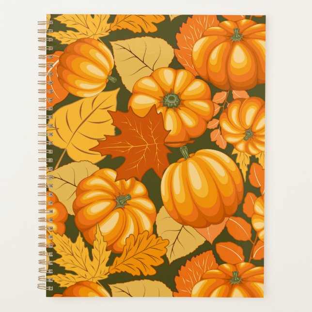 Fall Season Halloween Pumpkins Pattern Planner (Front)
