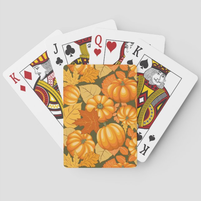Fall Season Halloween Pumpkins Pattern Playing Cards (Back)