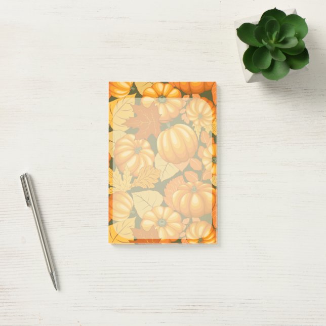 Fall Season Halloween Pumpkins Pattern Post-it Notes (Office)