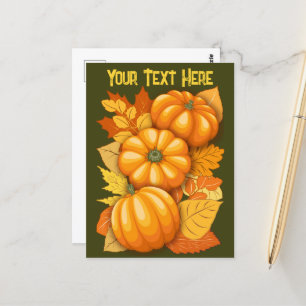 Fall Season Halloween Pumpkins Pattern Postcard