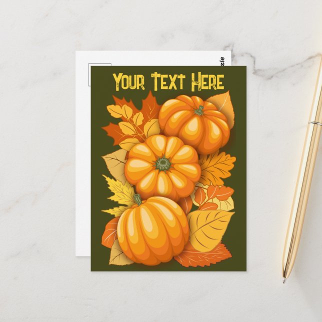 Fall Season Halloween Pumpkins Pattern Postcard (Front/Back In Situ)