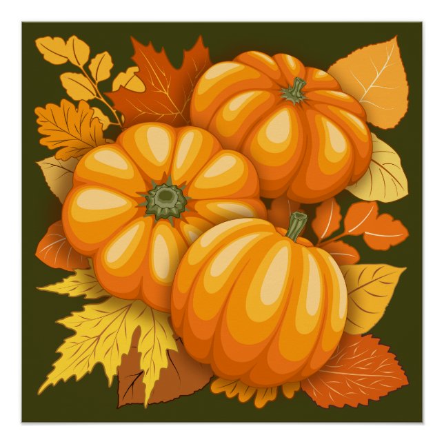 Fall Season Halloween Pumpkins Pattern Poster (Front)