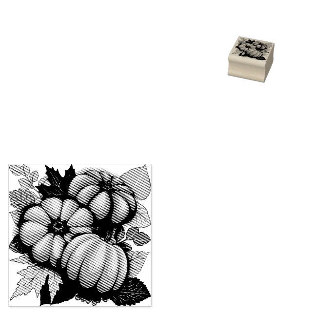 Fall Season Halloween Pumpkins Pattern Rubber Stamp (Stamped)