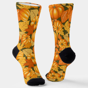 Fall Season Halloween Pumpkins Pattern Socks