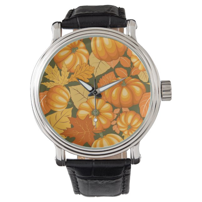Fall Season Halloween Pumpkins Pattern Watch (Front)
