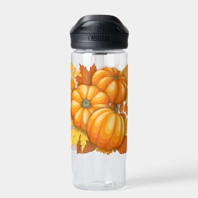 Fall Season Halloween Pumpkins Pattern Water Bottle (Back)
