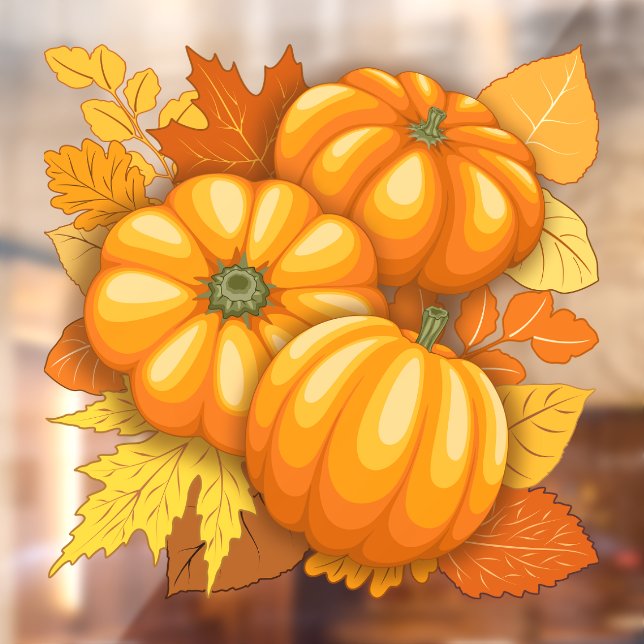 Fall Season Halloween Pumpkins Pattern Window Cling (Sheet 2)