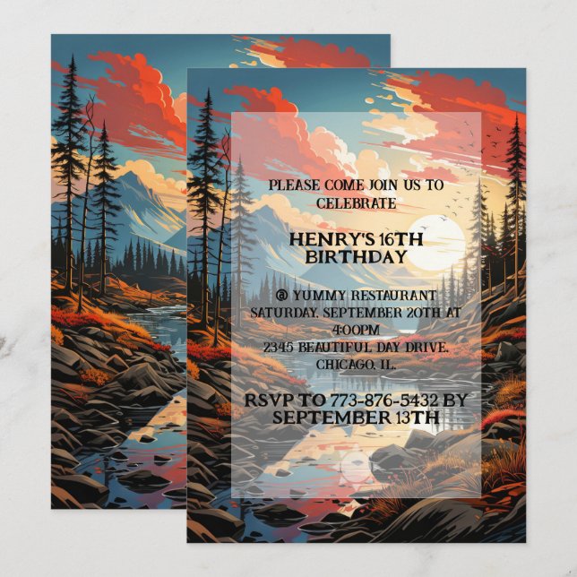 Fall Season Outdoors Birthday Party Invitation (Front/Back)