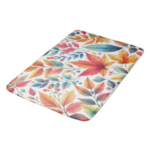 Fall Season Pattern Autumn Leaves Bath Mat