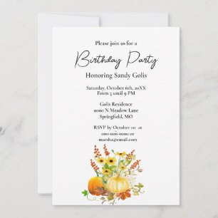 Fall Season Pumpkin Birthday Party Invitation