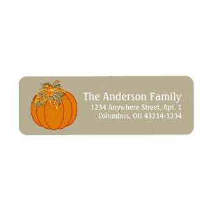Fall Season Pumpkin Design 3 Return Address Labels