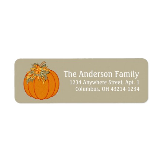 Fall Season Pumpkin Design 3 Return Address Labels