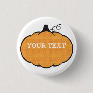 Fall Season Pumpkin Drawing Custom Text 3 Cm Round Badge