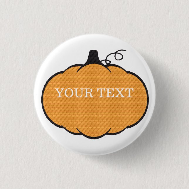 Fall Season Pumpkin Drawing Custom Text  3 Cm Round Badge (Front)