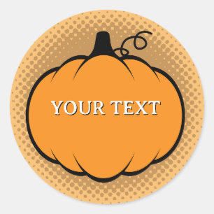 Fall Season Pumpkin Drawing Custom Text Classic Round Sticker