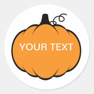 Fall Season Pumpkin Drawing Custom Text  Classic Round Sticker