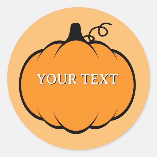 Fall Season Pumpkin Drawing Custom Text  Classic Round Sticker (Front)