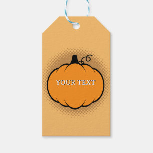 Fall Season Pumpkin Drawing Custom Text Gift Tags