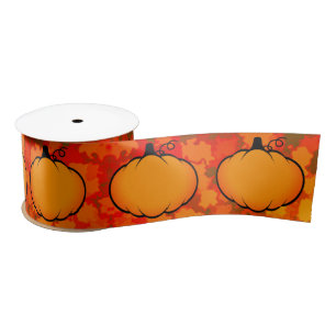 Fall Season Pumpkin Drawing Harvest Satin Ribbon