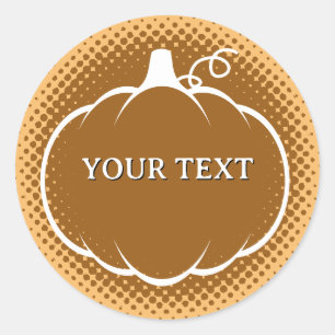 Fall Season Pumpkin Harvest Drawing Custom Text Classic Round Sticker