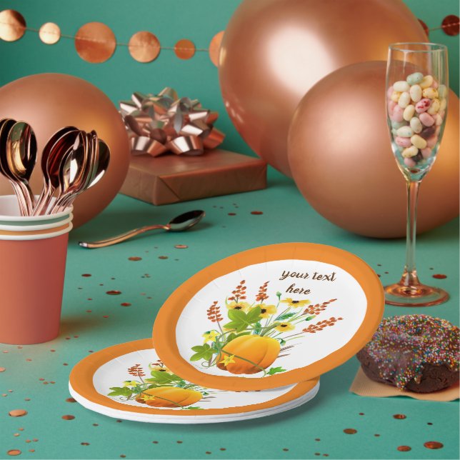 Fall Season Pumpkin Party Paper Plate (Multi)