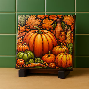Fall Season Pumpkins Ceramic Tile