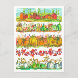 Fall Season Watercolor Harvest Postcard