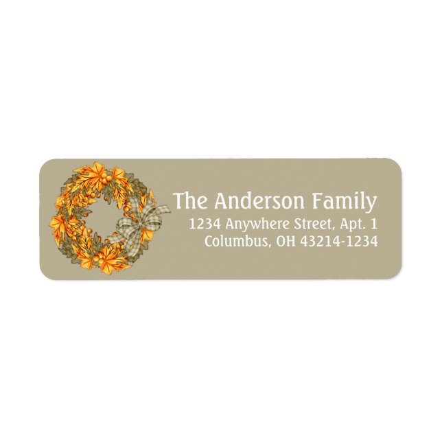 Fall Season Wreath Design 7 Return Address Labels (Front)