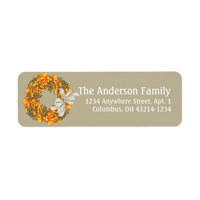 Fall Season Wreath Design 8 Return Address Labels (Front)