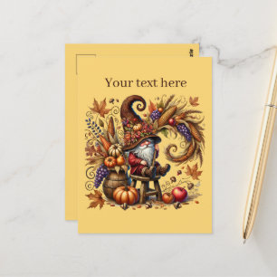 Fall Seasonal gnome party  Postcard