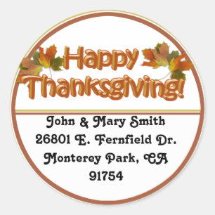 Fall Seasons Best Happy Thanksgiving Text Classic Round Sticker