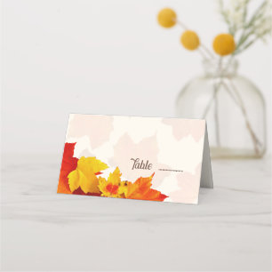 Fall Seating Escort or Place Cards Red Leaves