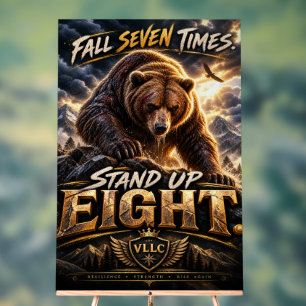 Fall Seven Times Stand Up Eight Grizzly Bear Acrylic Sign