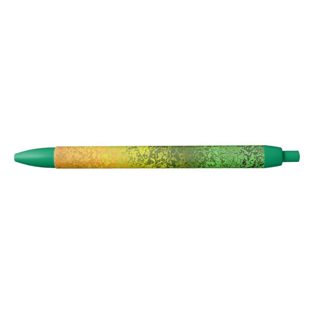 Fall Shades of Yellow and Green Shiny Black Ink Pen (Front)