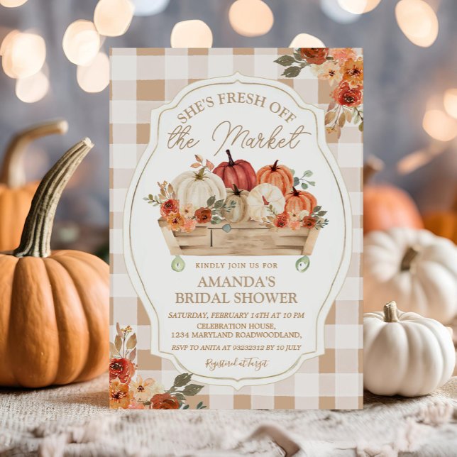 Fall She's Off The Market Pumpkin Bridal Shower Invitation (Creator Uploaded)