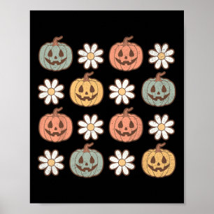 Fall Shirt Women Vintage Pumpkin Autumn Graphic Th Poster
