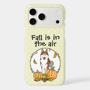 Fall Siberian Husky (red) Pumpkins Leaves Cute