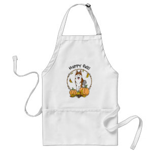 Fall Siberian Husky (red) Pumpkins Leaves Cute Standard Apron