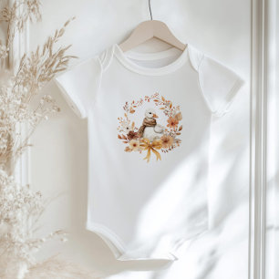 Fall Silly Goose Rustic Wreath Bow Baby shower Bodysuit