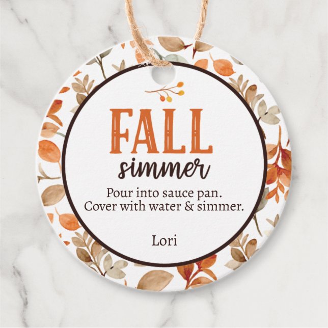 Fall Simmer Favour Tags (Front)