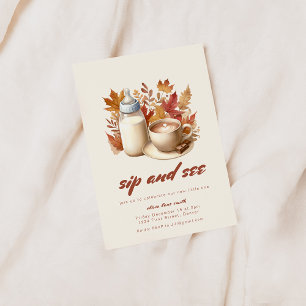 Fall Simple Sip and See Baby Shower Invitation