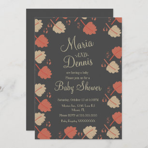 Fall Simple Terracotta Nuetral Leaves Baby Shower Invitation