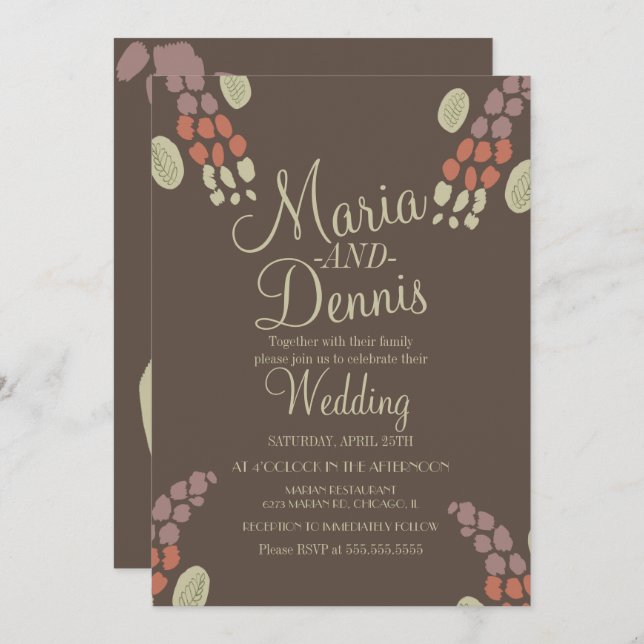 Fall Simple Terracotta Organic Nuetral Wedding Invitation (Front/Back)