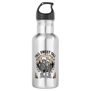 Fall Skeleton Couple Vintage Engraving Autumn Shir 532 Ml Water Bottle